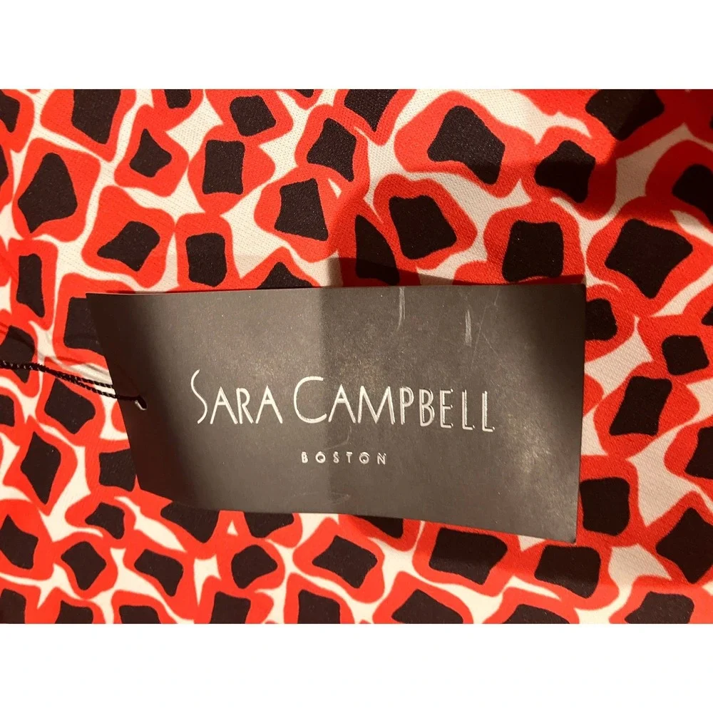 Sara Campbell Boston Red Black Geometric Print Shift Dress SC114-142 Mens Medium